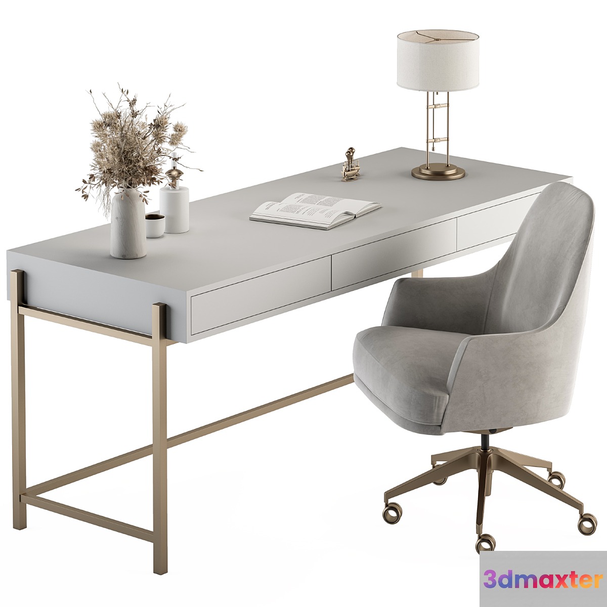 Home Office white and Gold Table - Office Furniture 282 - No.2