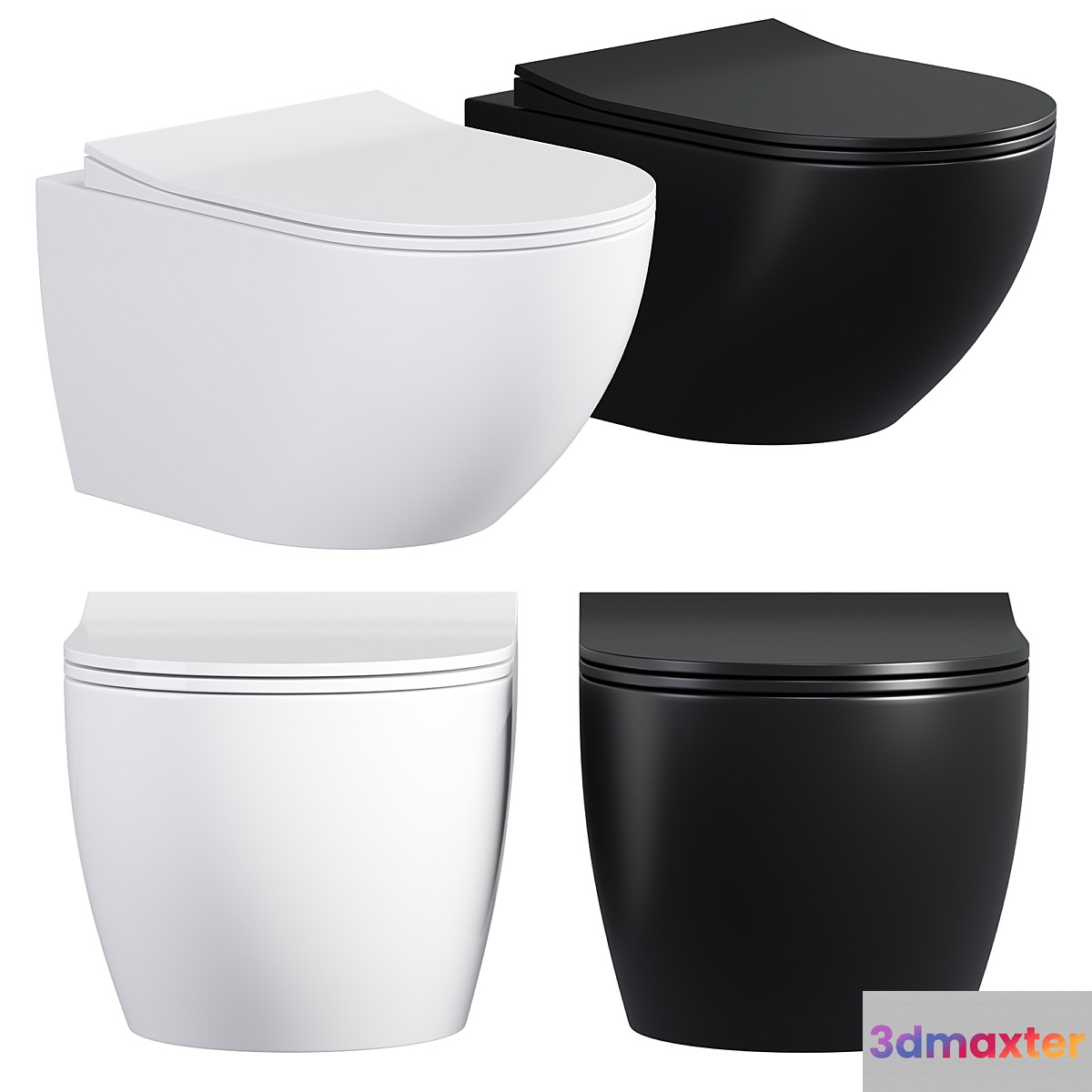 Sento Rim-ex wall hung toilet black 3D Max