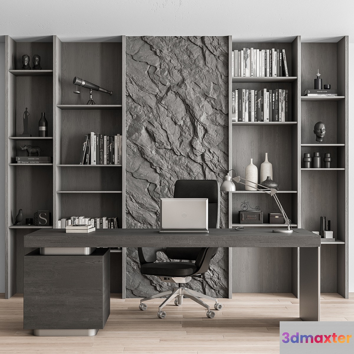 Boss Desk and Library Gray Set - Office Furniture 284 - No.2