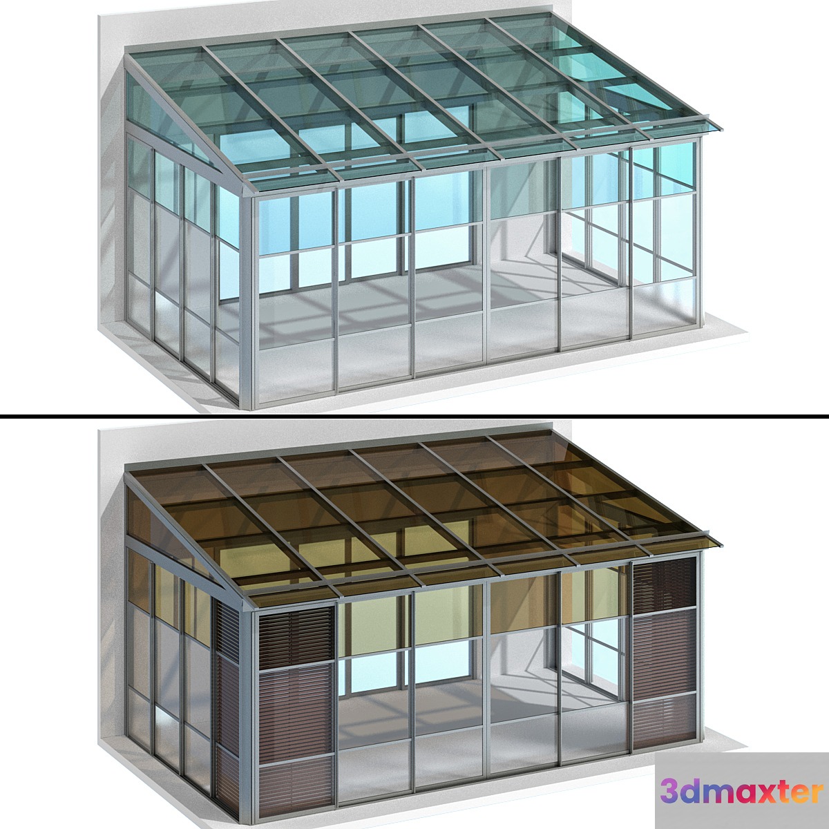 Metal glazed veranda terrace 3D Max