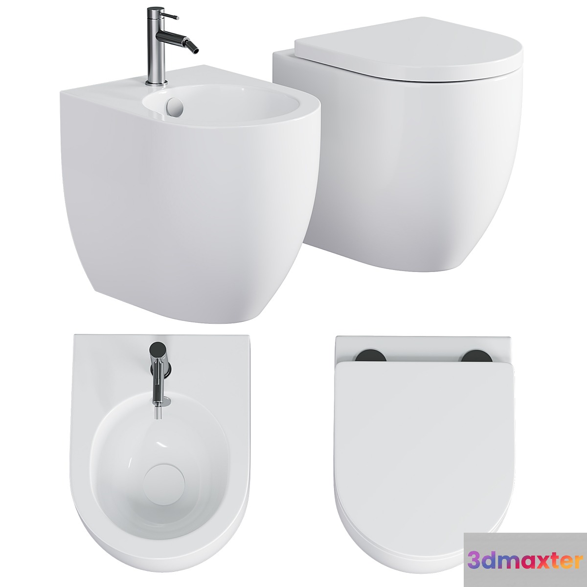 BACK TO WALL WC AND BIDET 48CM FLO KERASAN - No.2