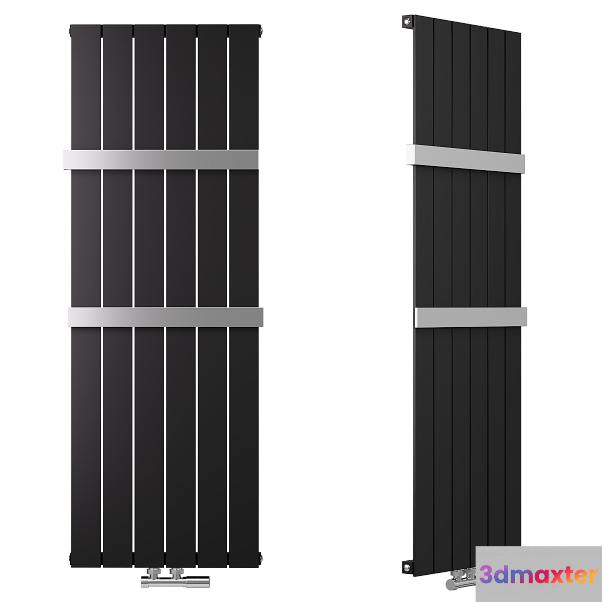 Designradiator Prince 120x41.5cm 642 Watt Mat Zwart Middenonderaansluiting