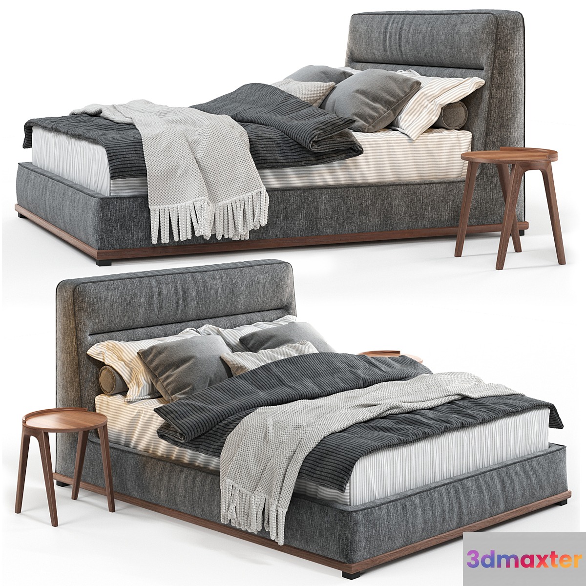 Bed Porada KIRK BED with round tables Porada Deck 3D Max