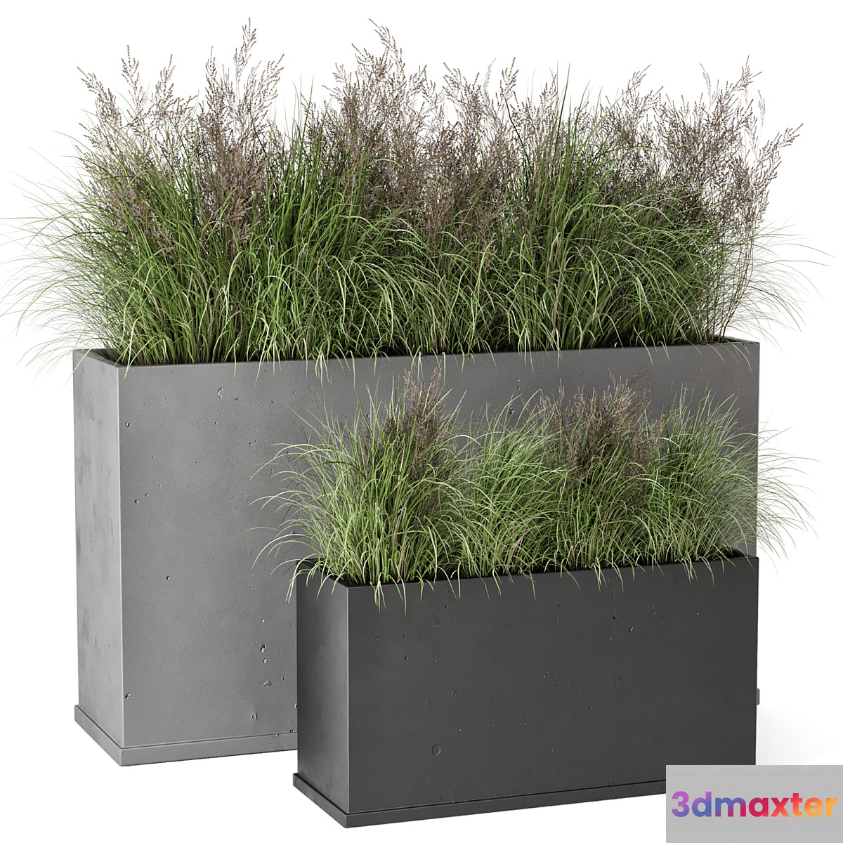 Outdoor Plants Bush in rusty Concrete Pot - Set 565