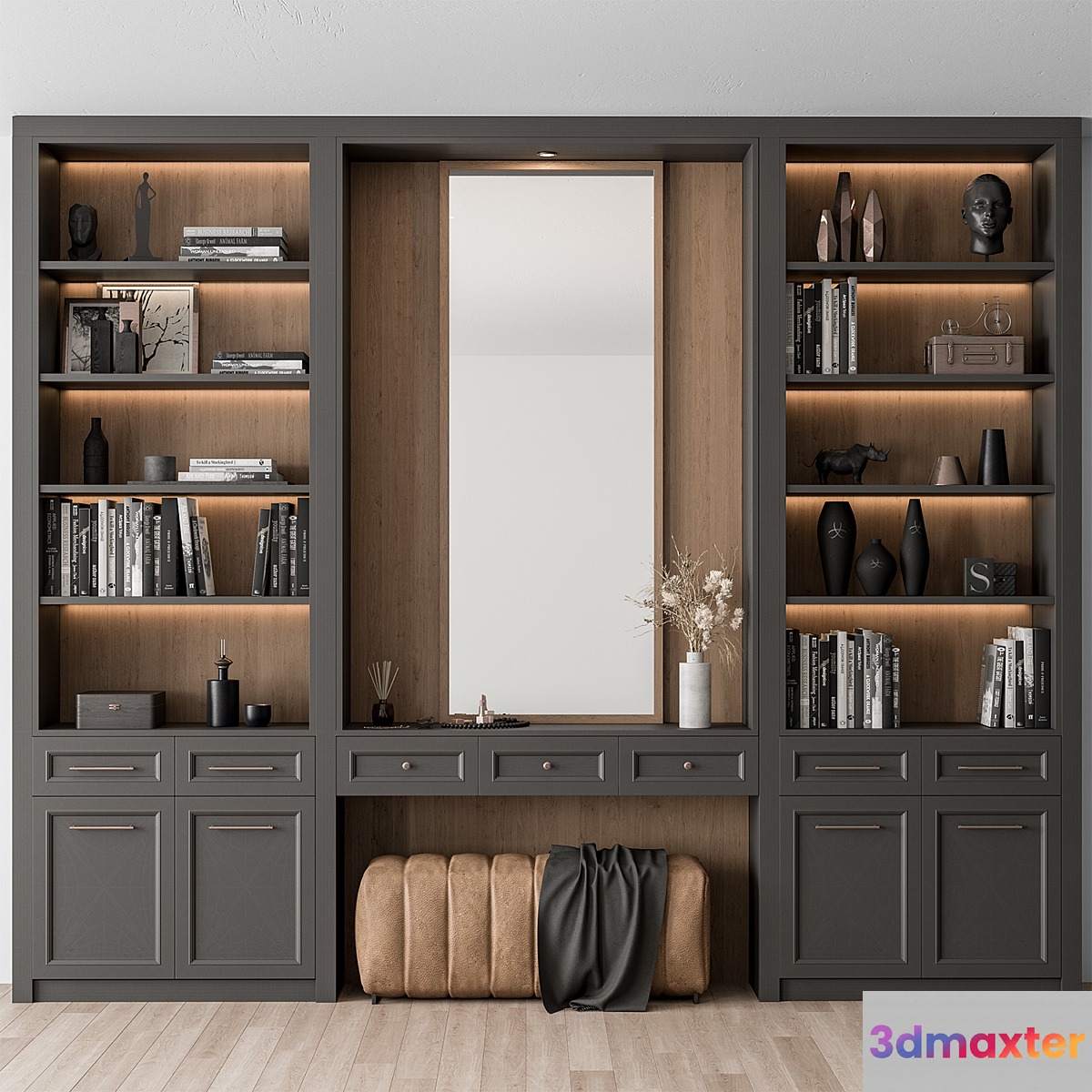 Hallway 34 - Classic Black and Wood Entrance 3D Max