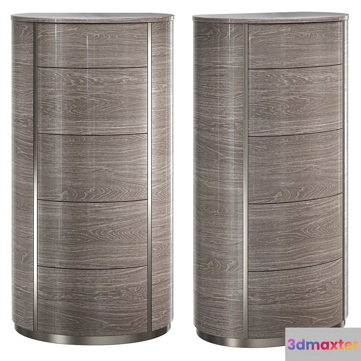High chest of drawers Camelgroup Round silver 3D Max