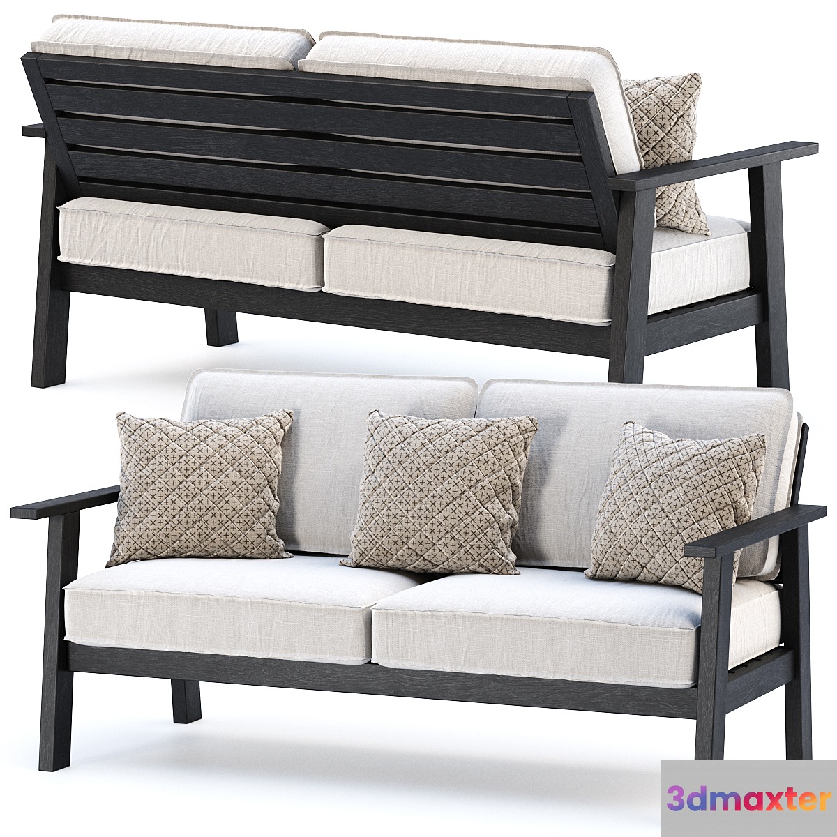 Jack wooden loveseat _ Double wooden garden sofa 3D Max