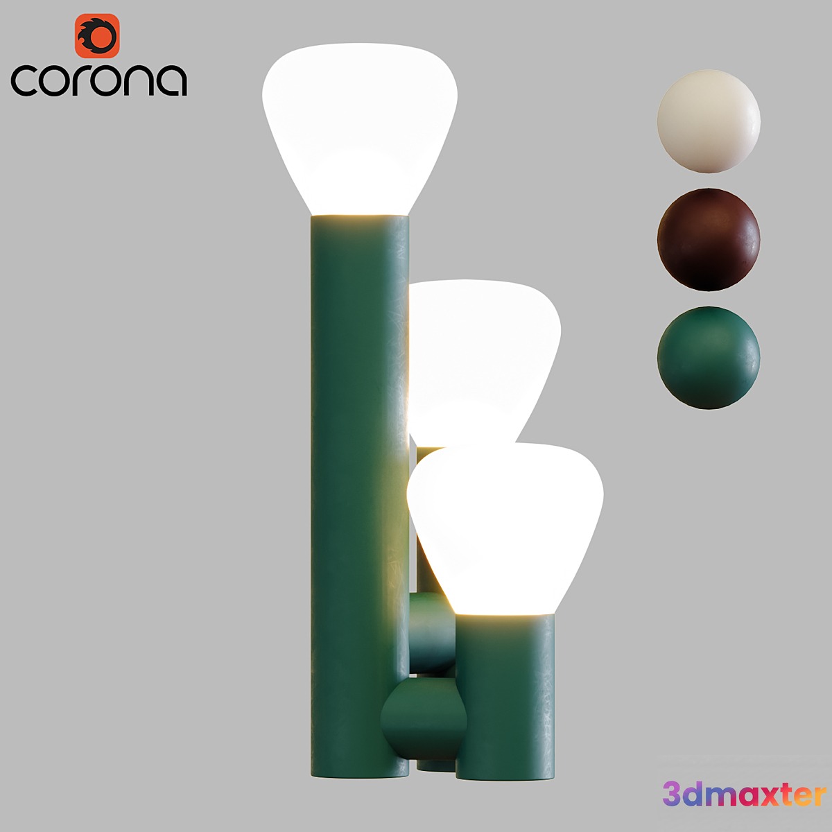 Minimalist Style 3-Light Brown_Green_White Table Lamp