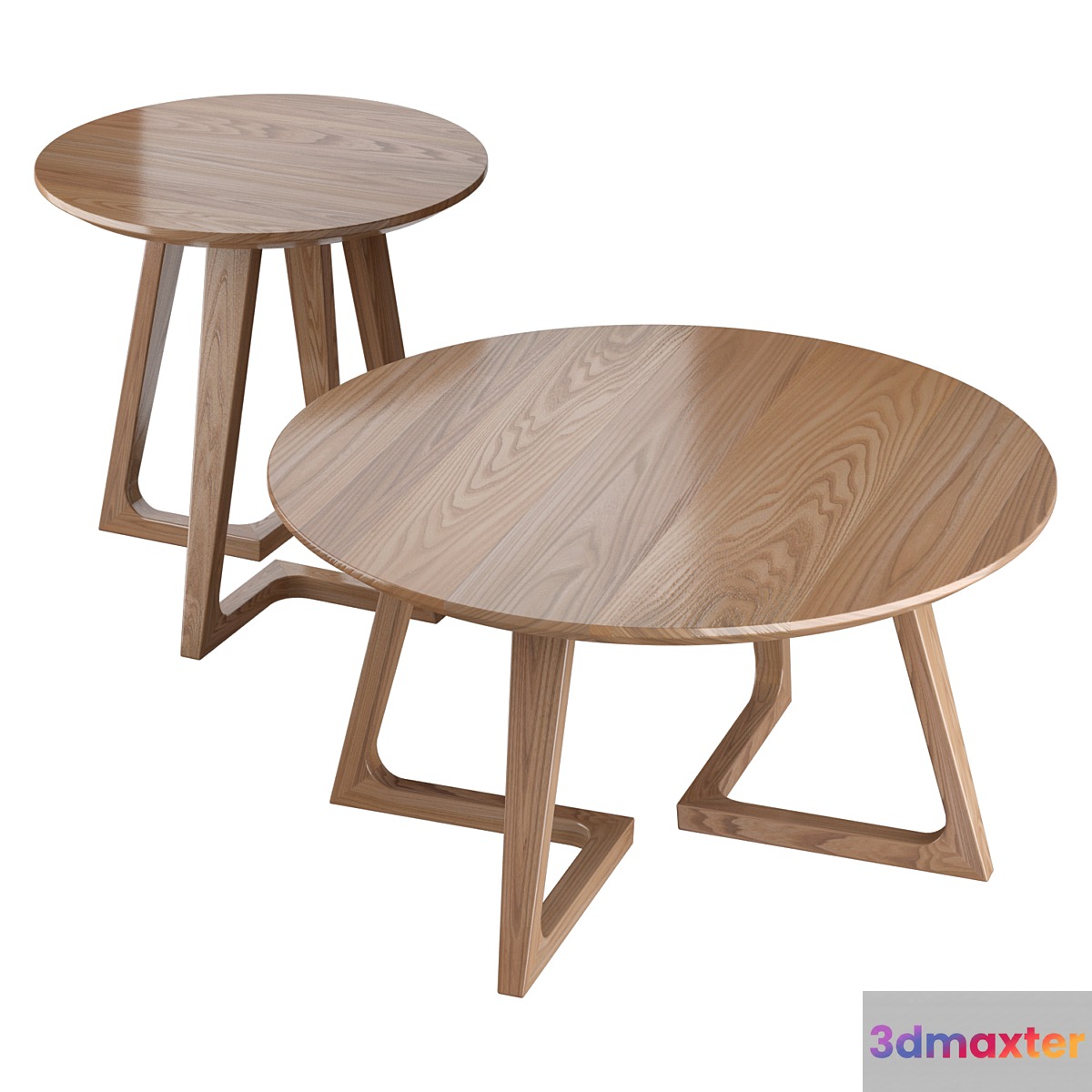 American-style household solid wood round coffee table 3D Max