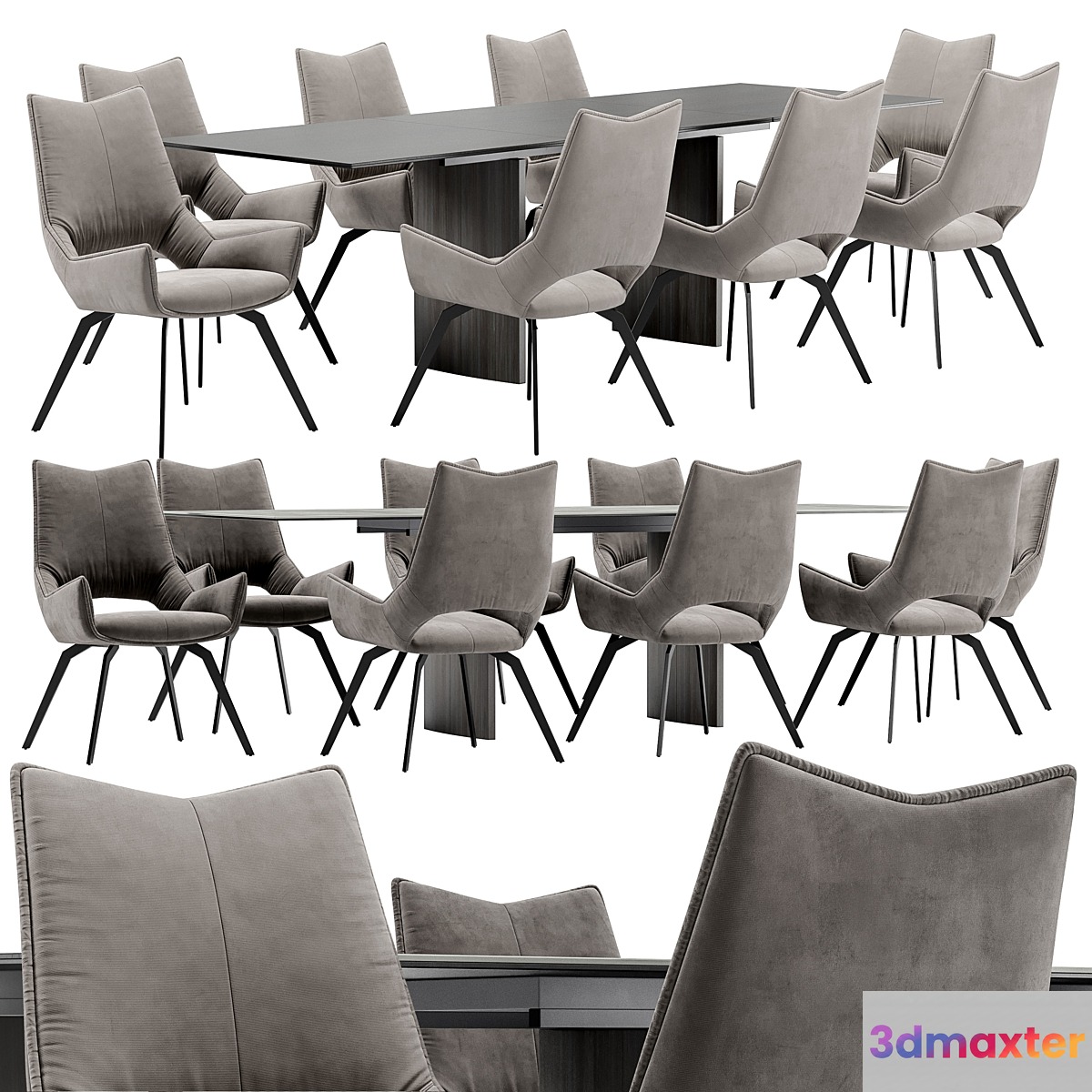 Dining chair BC1241 and table Meteor 180 3D Max