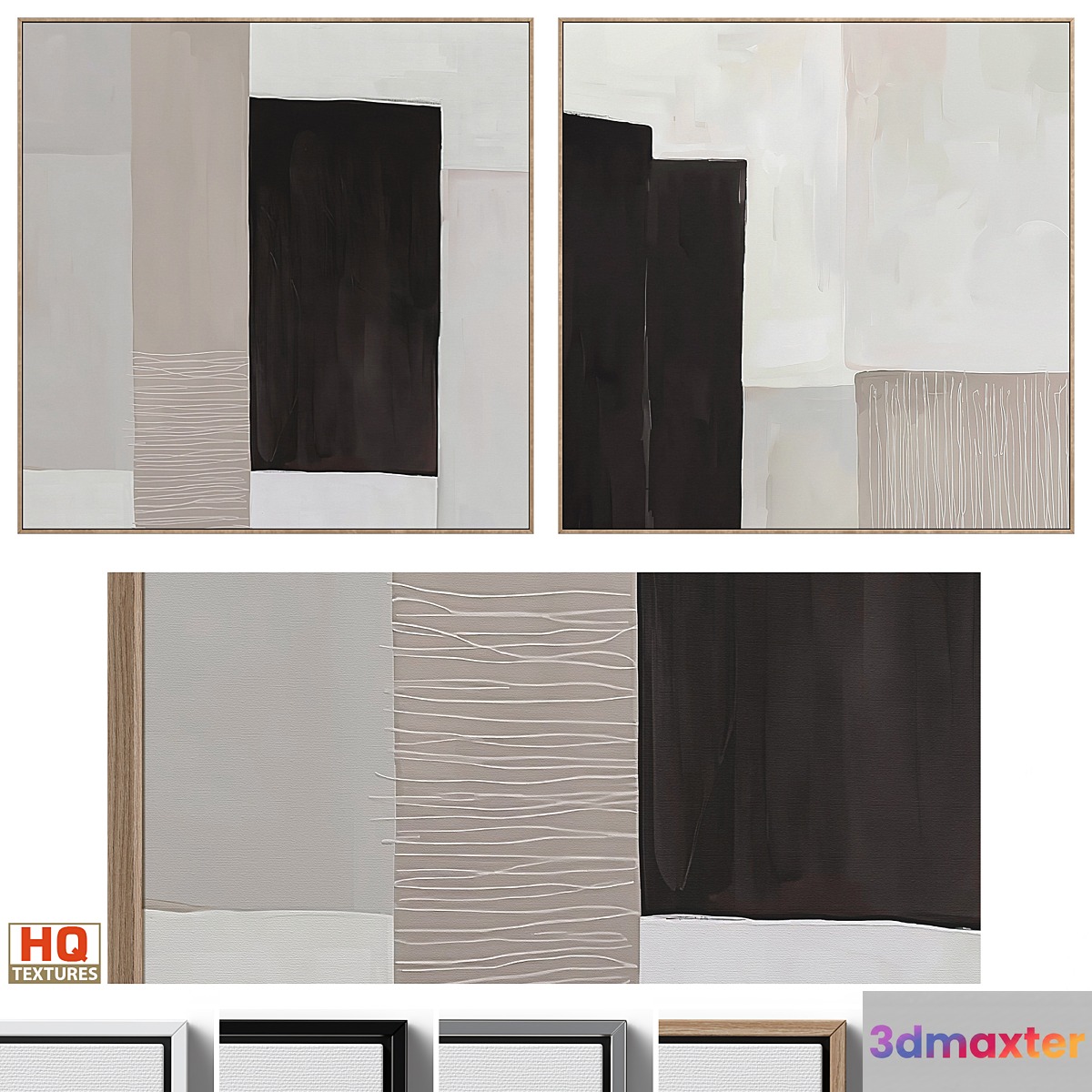 Large Abstract Neutral Wall Art C-440 3D Max