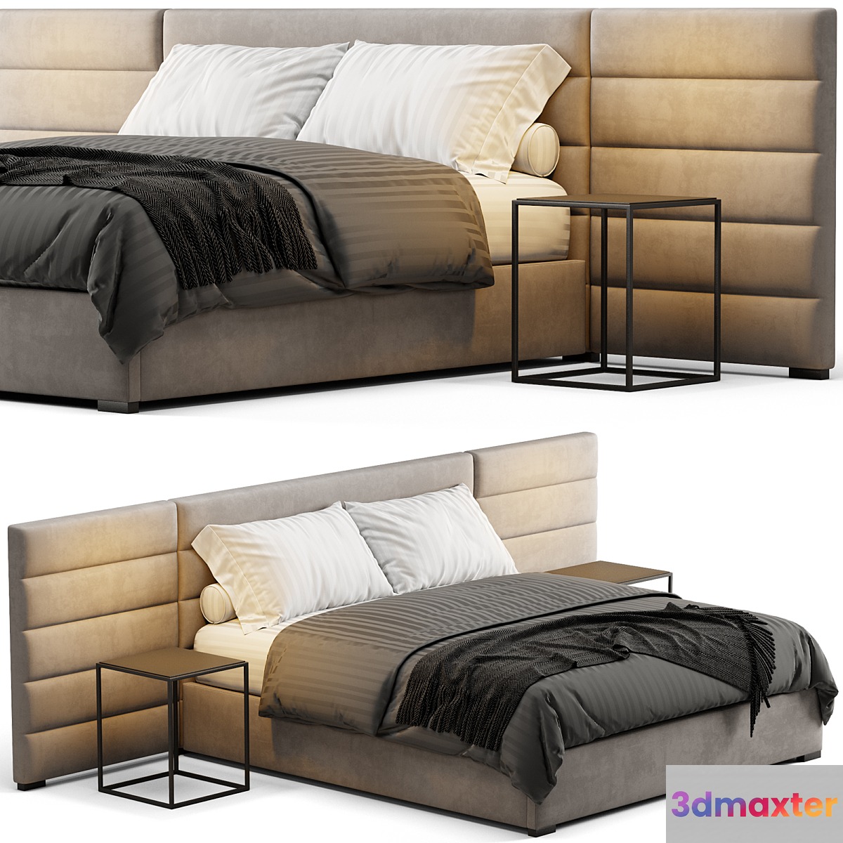 Modena Fabric Horizontal Extended Bed 3D Max