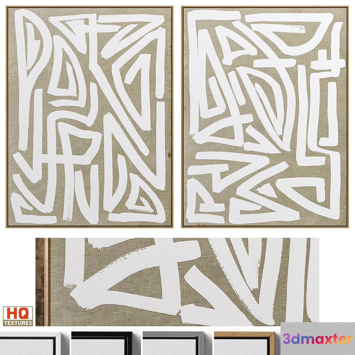 Large Mid-Century Abstract Neutral Wall Art C-446 - No.2