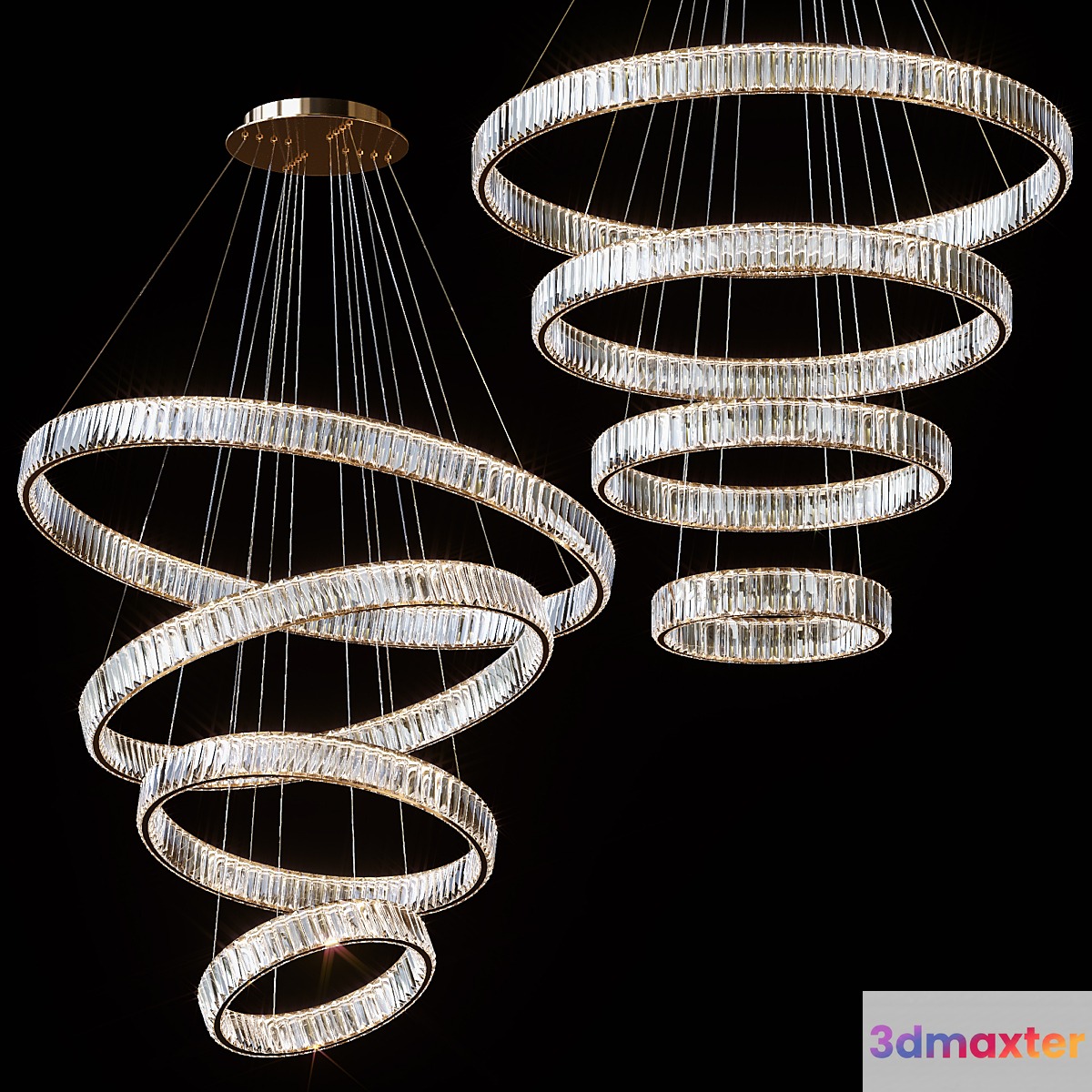 Cascading pendant chandeliers BERTOLDA CAS by lampatron ⌀ 100cm ⌀ 80cm ⌀ 60cm ⌀ 40cm - No.2