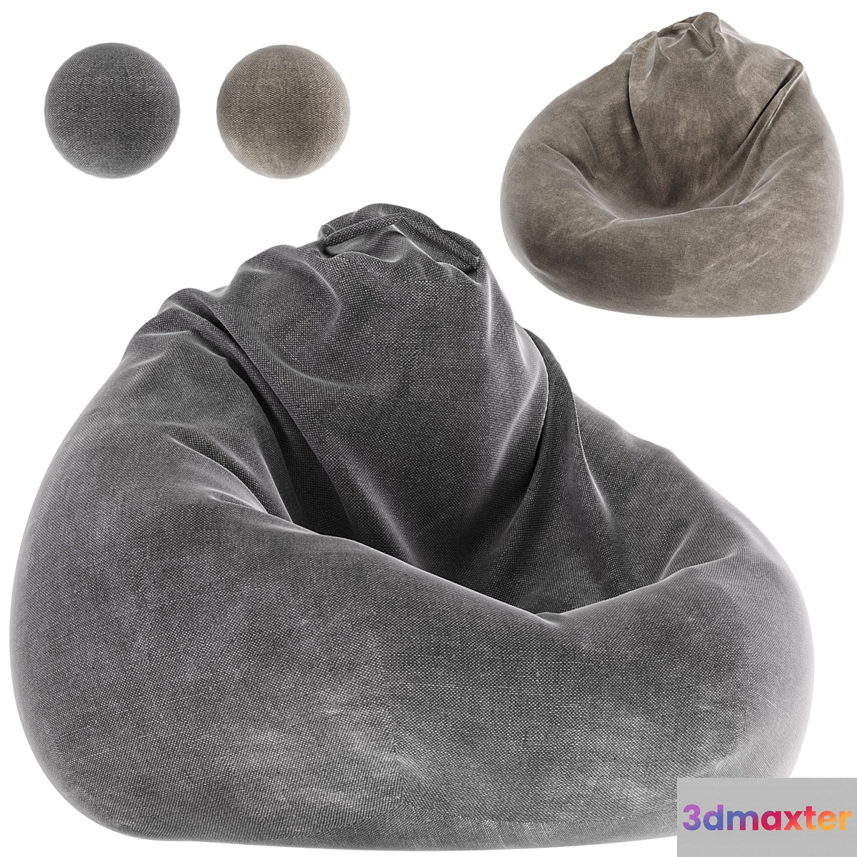 Pouf beanbag chair 2 3D Max