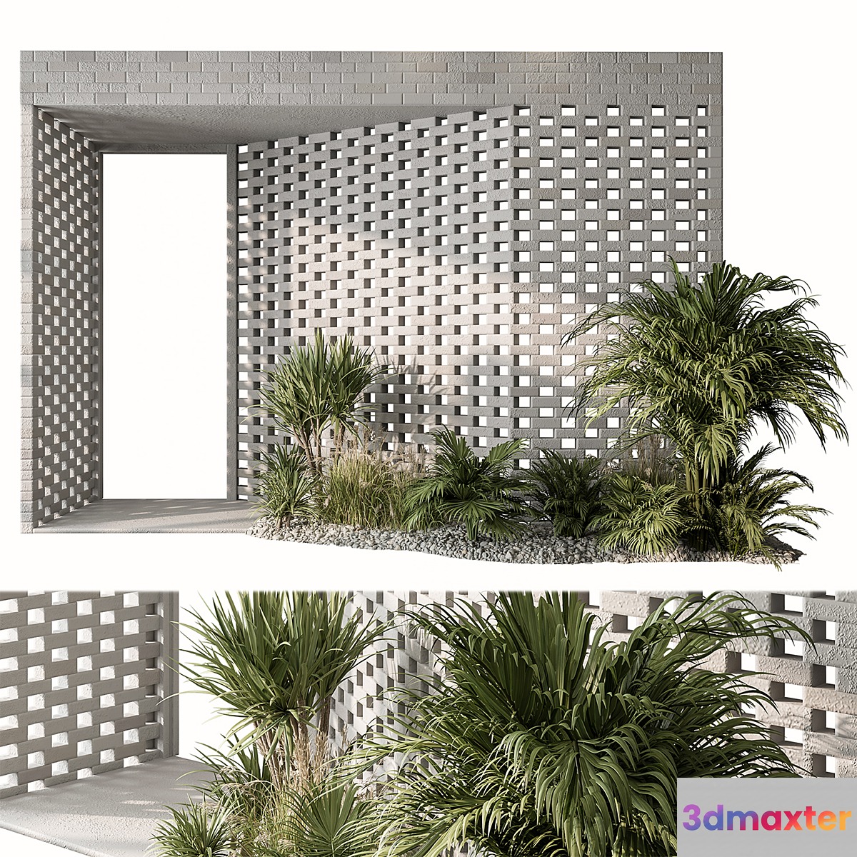 Outdoor Entrance Parametric Brick Wall - Architecture Element 53 - No.2 3D Max