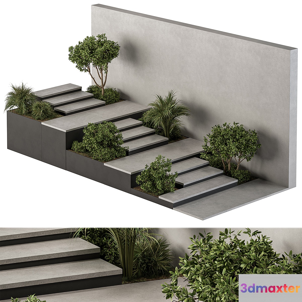 Landscape Furniture stairs with ivy and Garden - Architect Element 57