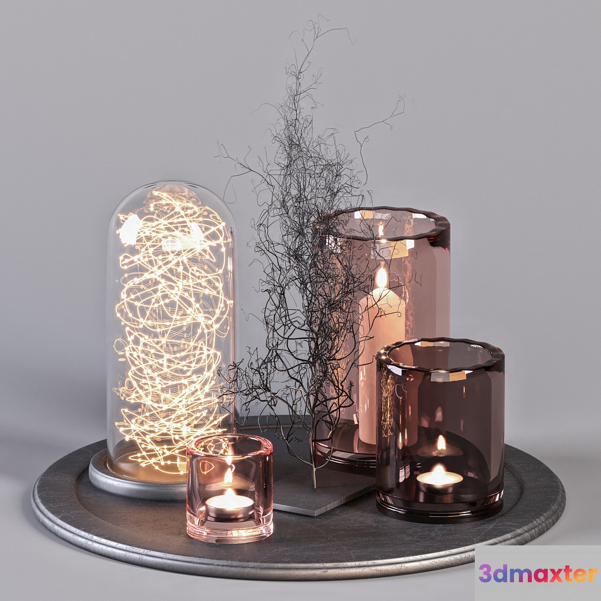 Decorative Set 16 - Candles and Metal Branches