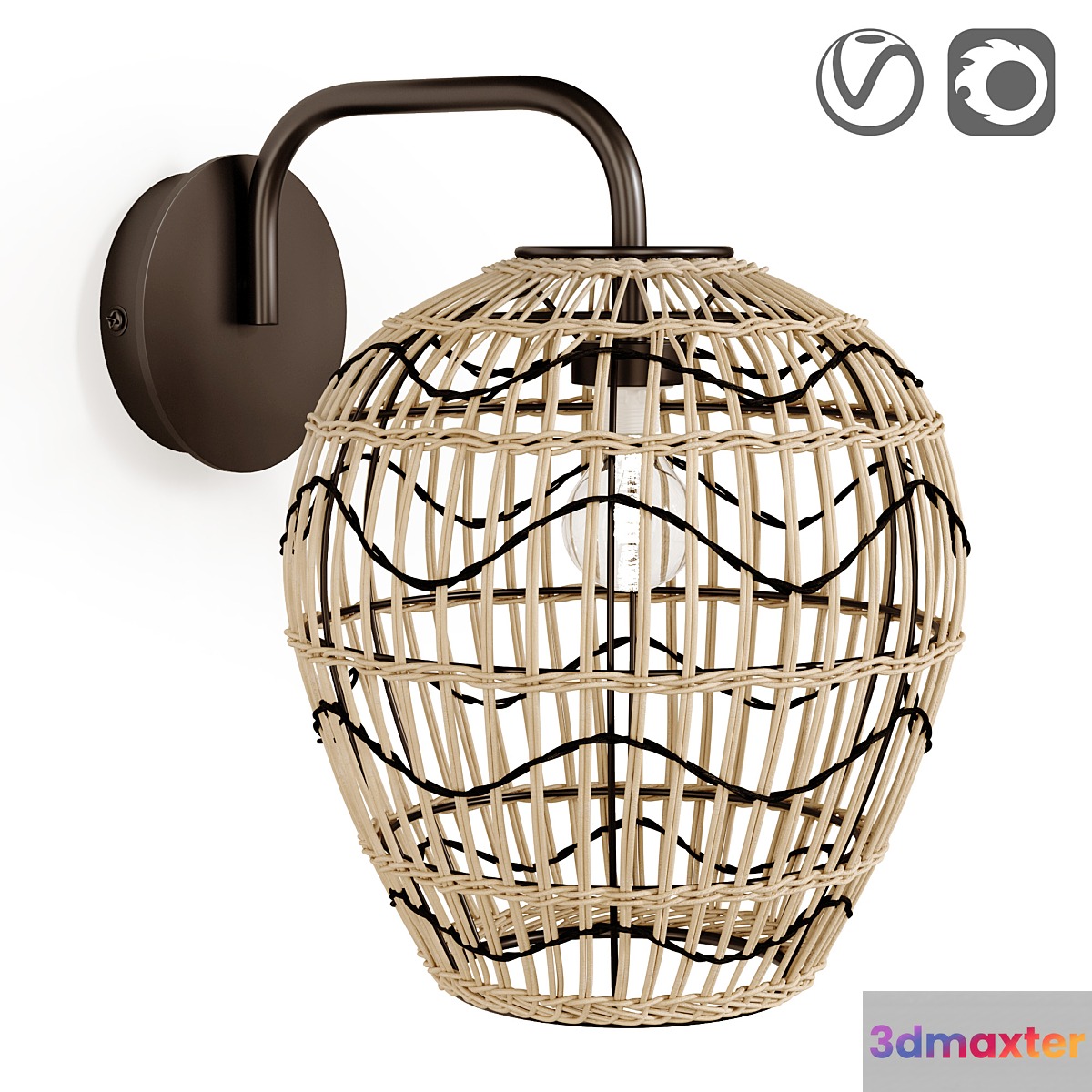 Martaban metal and rattan lamp - No.2
