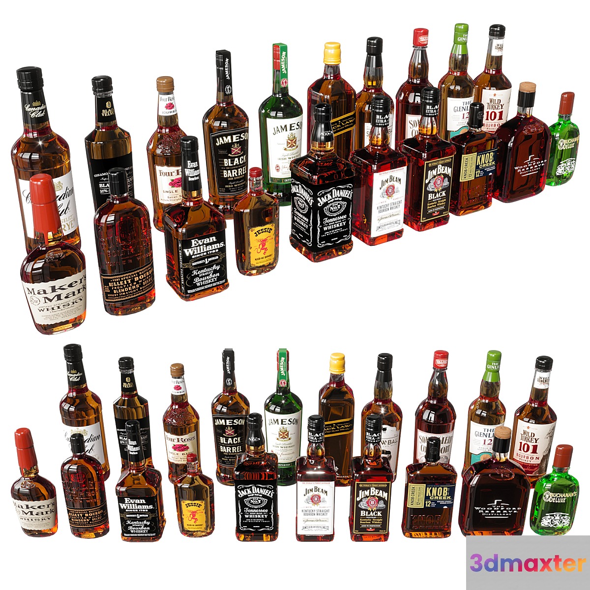 WHISKEY& BOTTLE COLLECTION 3D Max