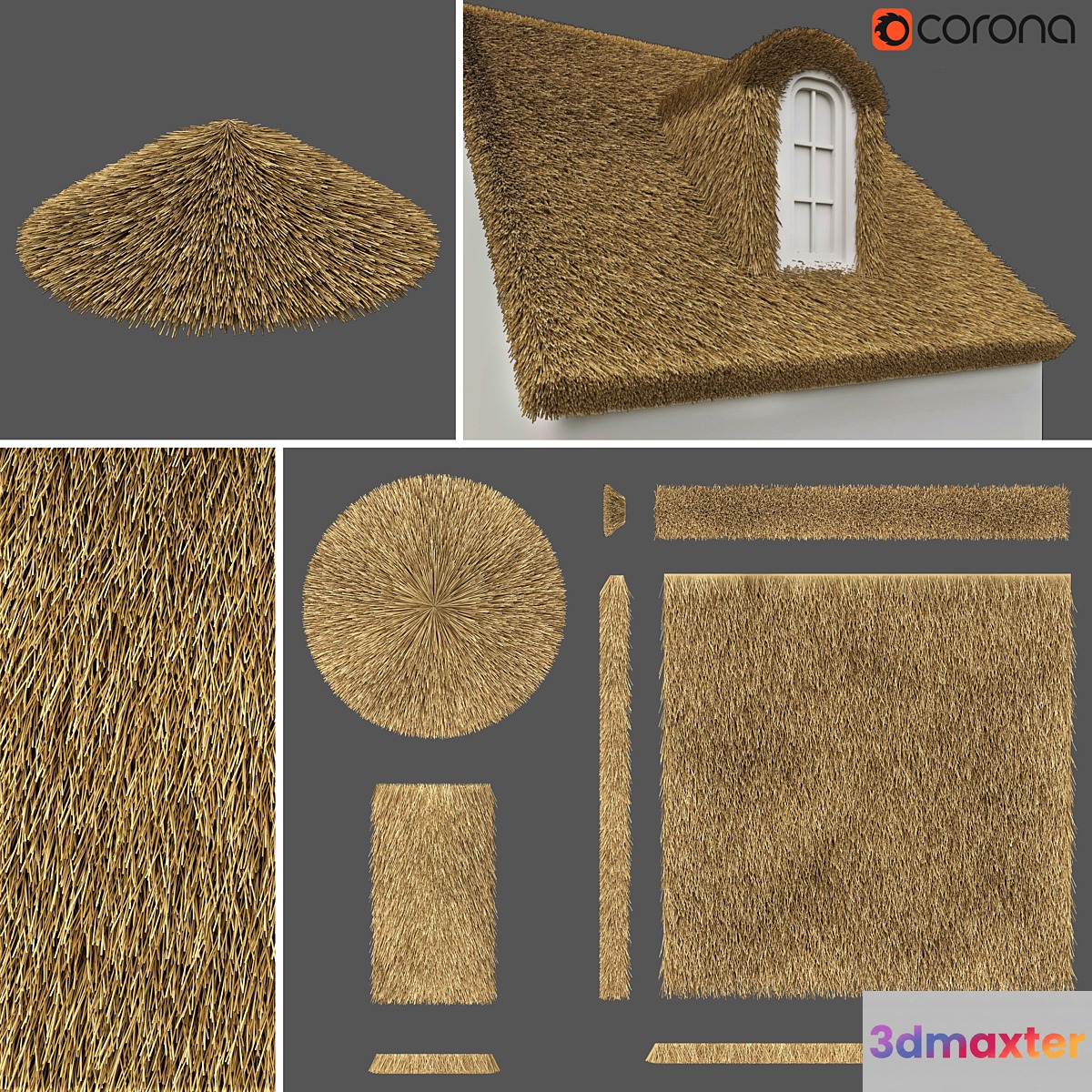 Thatched roof set _ Thatched roof. Constructor.