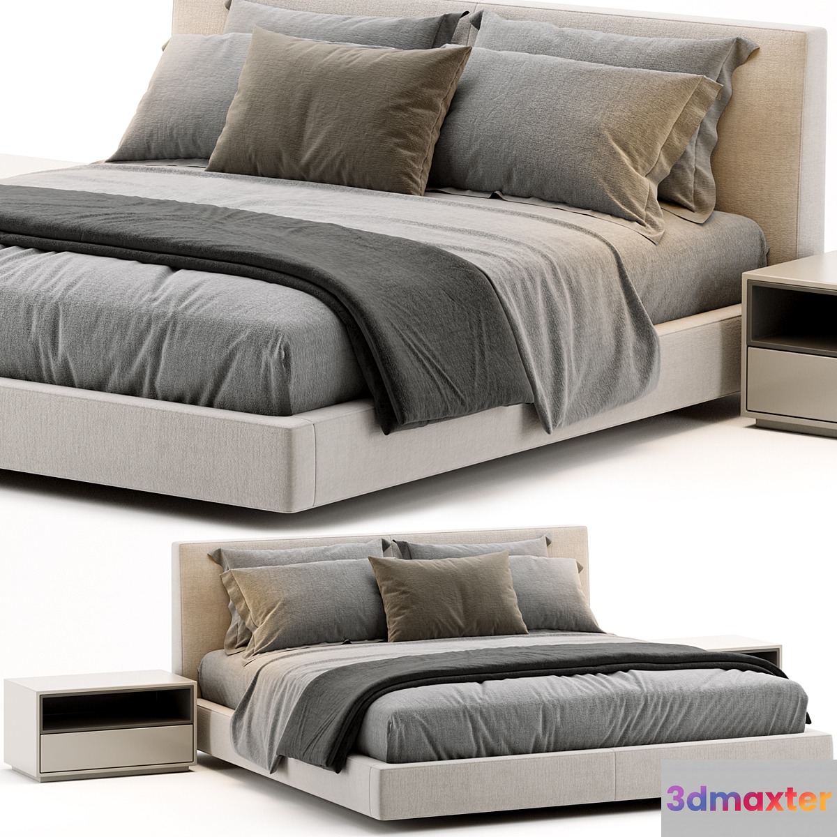 B&B Italia Richard Bed 3D Max