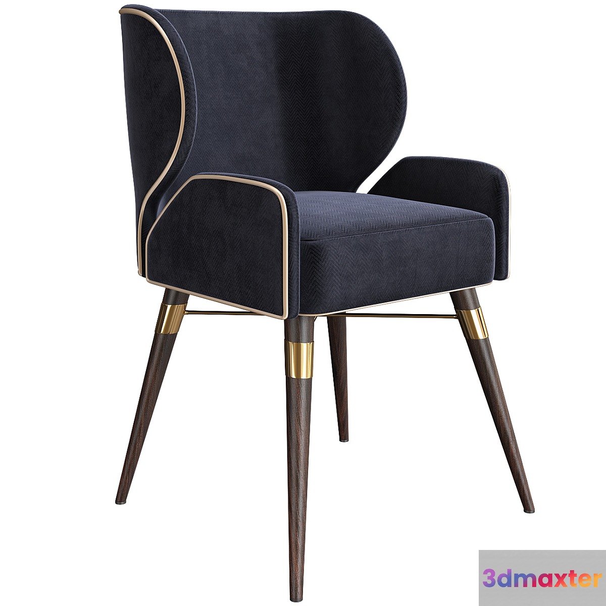 Cotton Louis I Dining Chair Walnut Legs Brass
