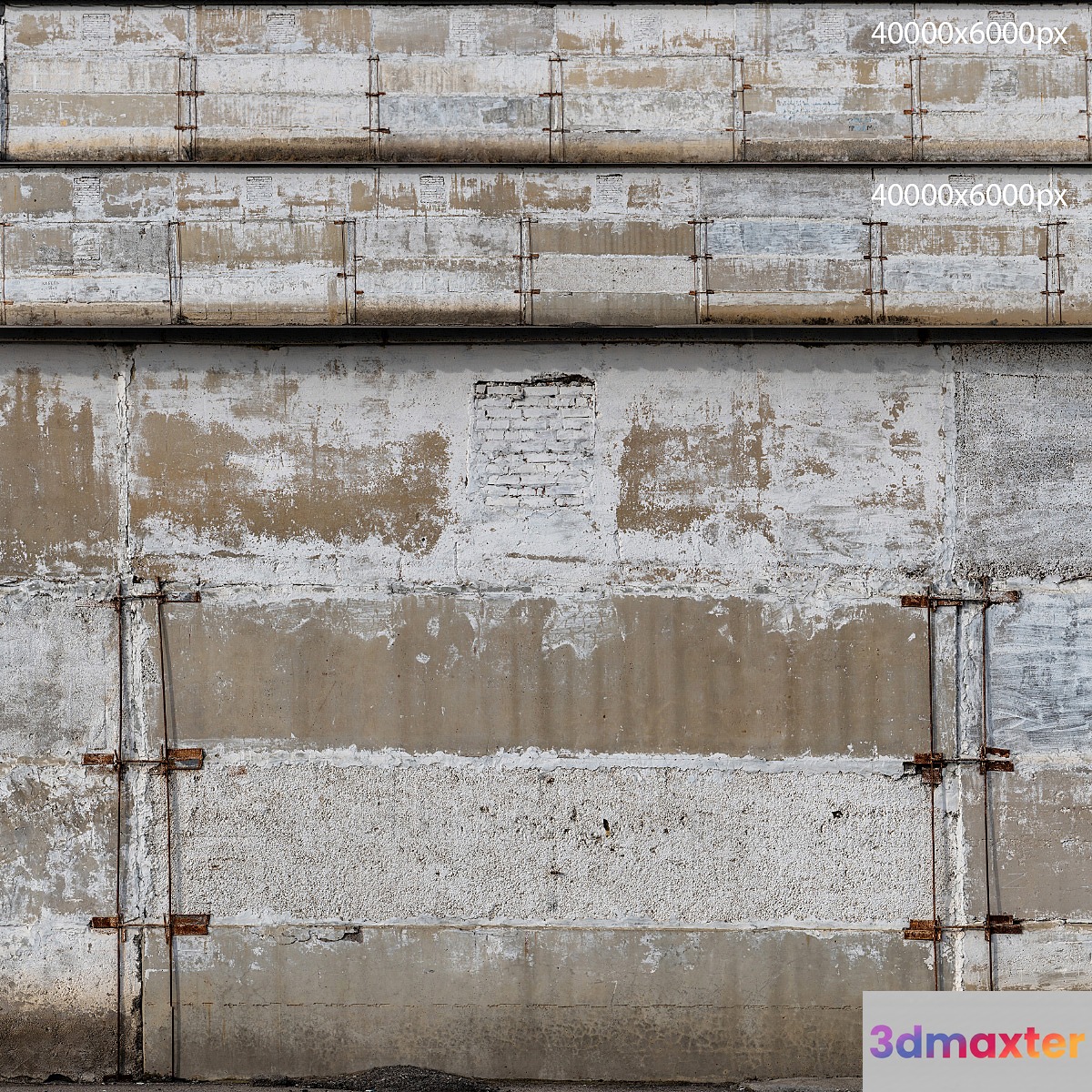 Aged industrial concrete wall. 2 pcs. 40k 3D Max