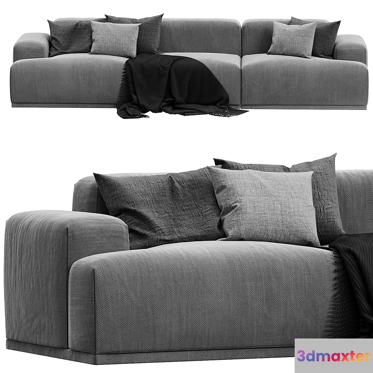 Connect Sofa 3 Seater Fabric Steelcut Trio gray
