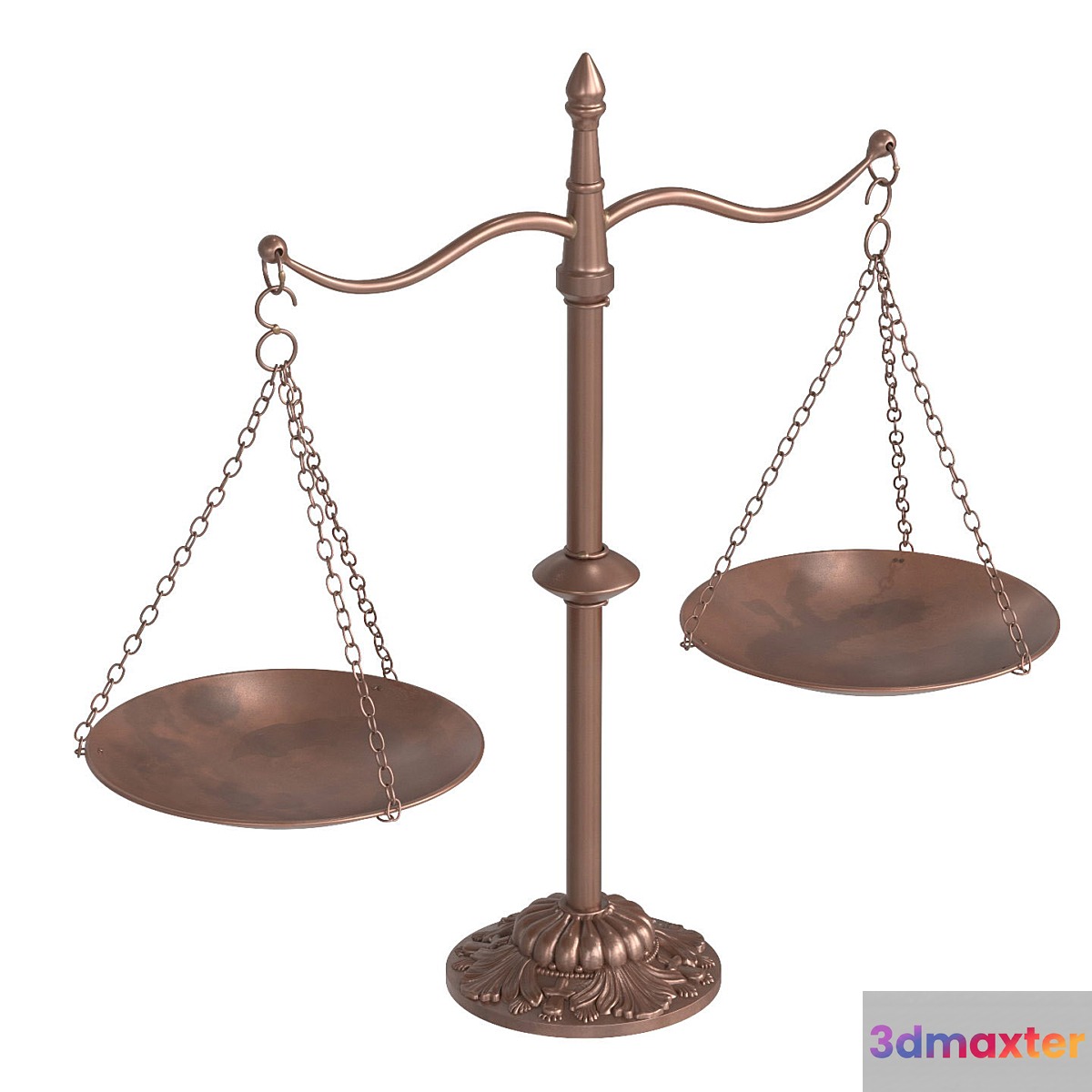 Decorative vintage scales made of aged copper PBR 3D Max
