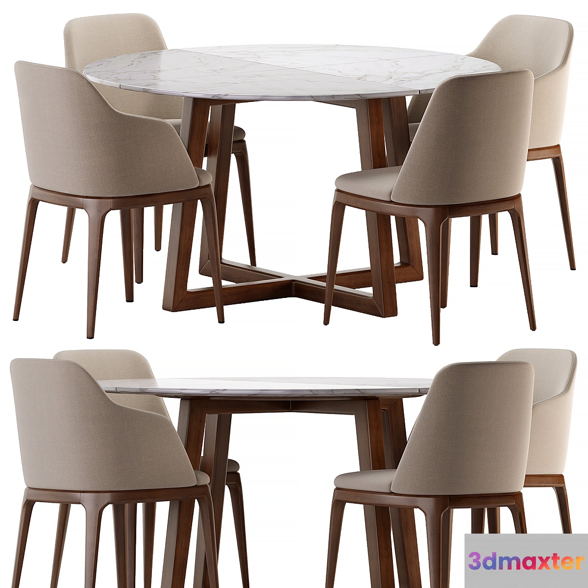Dining set Grace chair and table 3D Max