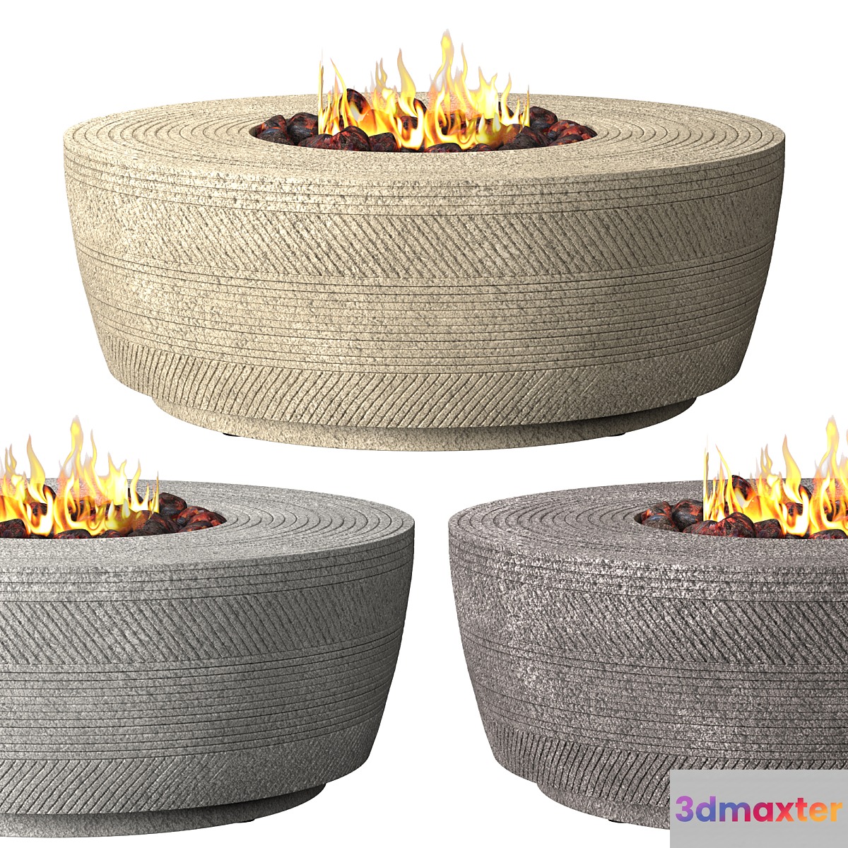 VETRO ROUND FIRE TABLE 3D Max