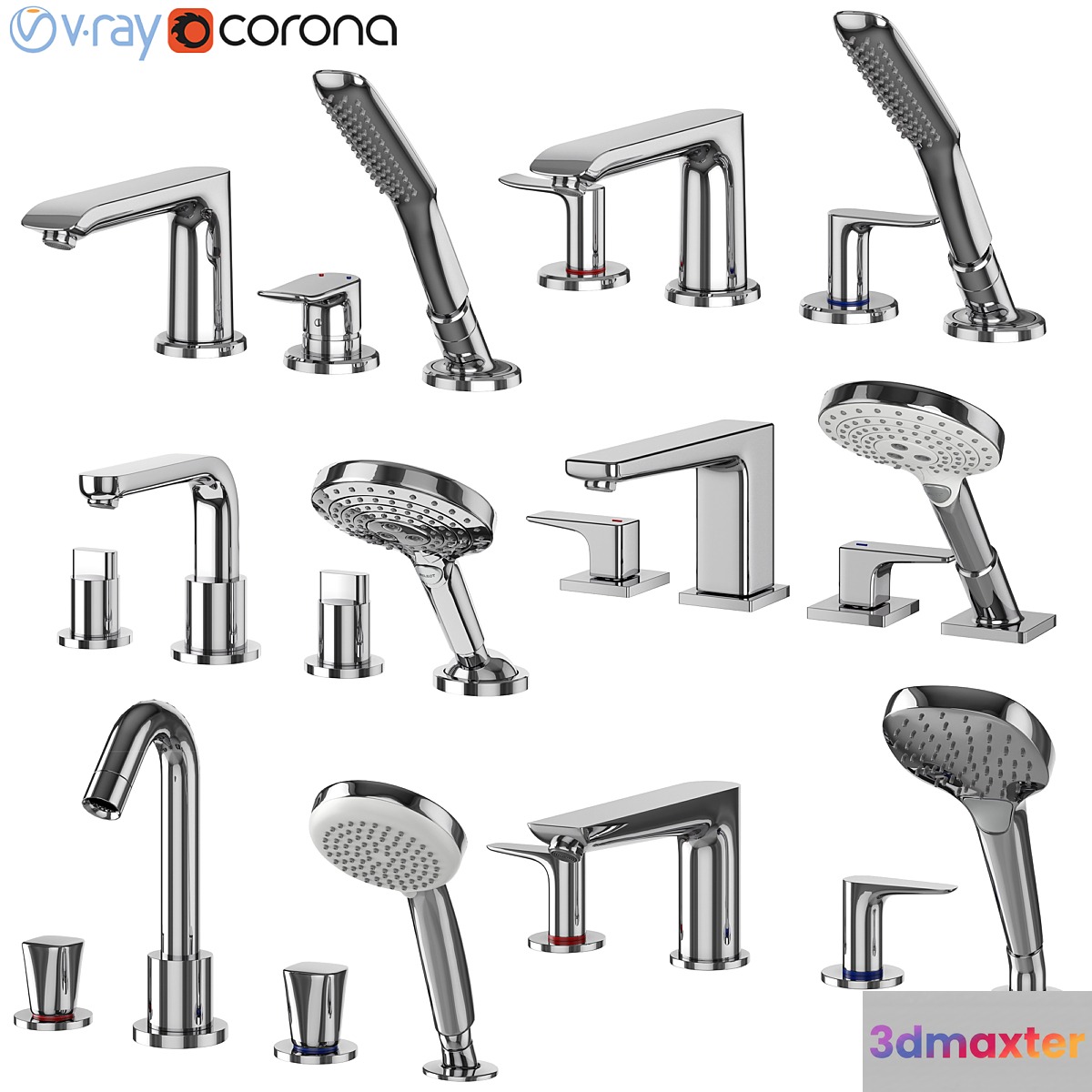 Hansgrohe set 157 built-in bath mixers 3D Max