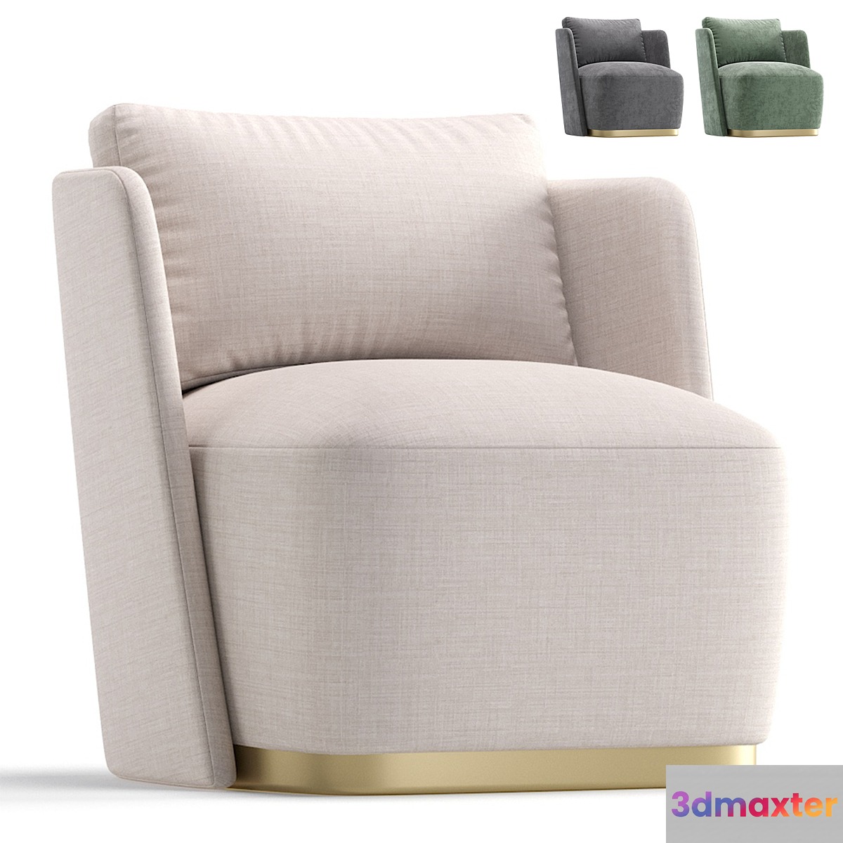 Armchair MACQUEEN by Cazarina Interiors 3 Colors Version 3D Max