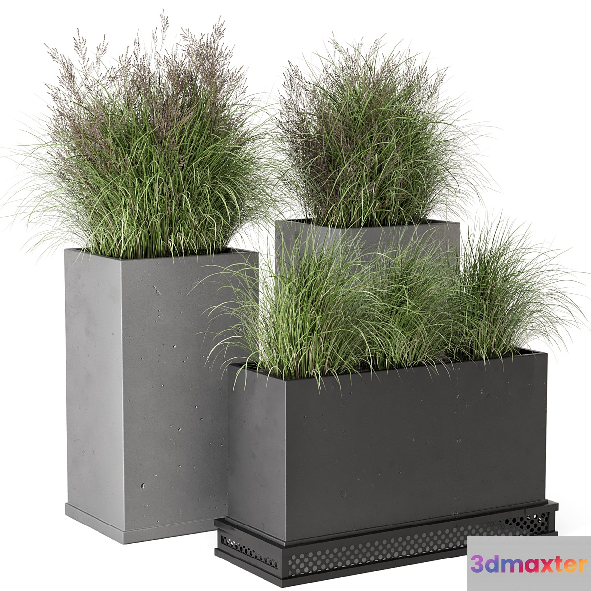 Outdoor Plants Bush in rusty Concrete Pot - Set 665