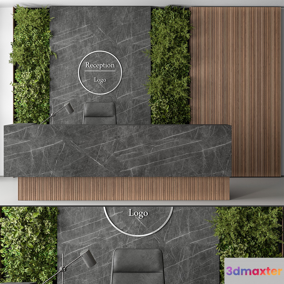 Reception Desk and Wall Decor with vertical Garden - Office Set 307