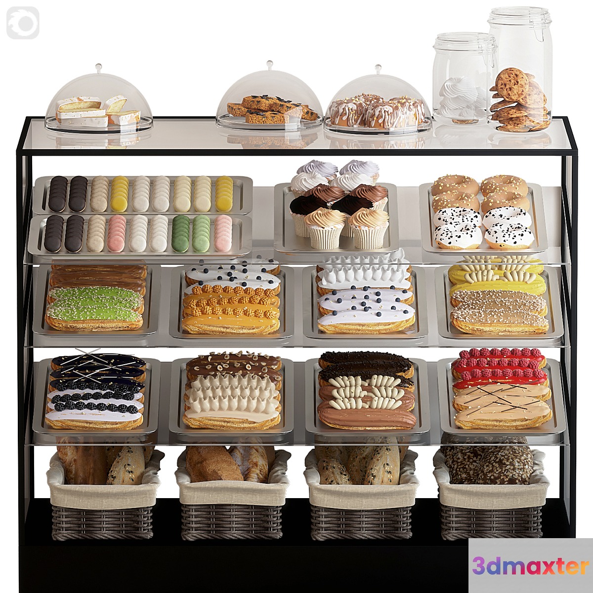 Showcase with confectionery. corona