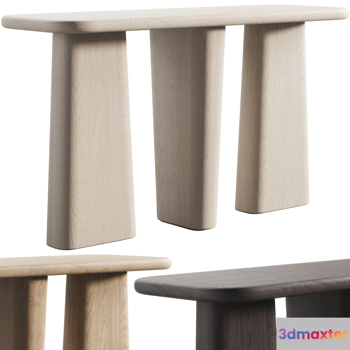135 Kalle Sculptural Oak Console japandi style 3 colors