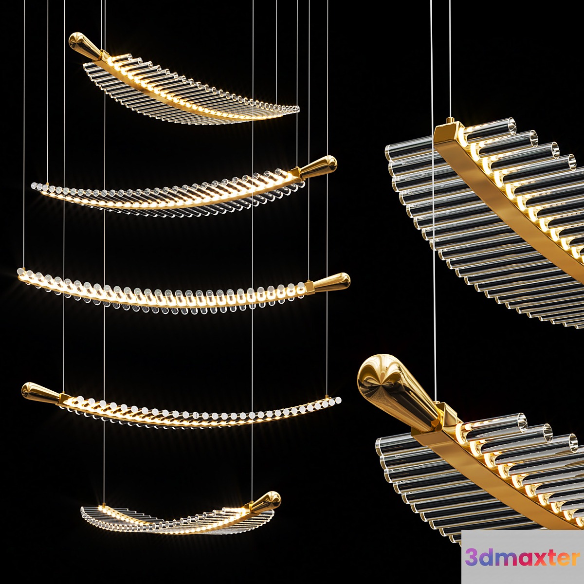 Pokinis Feather Modern Spiral Chandelier - No.2