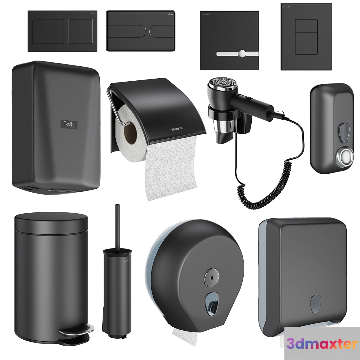 Accessories for public toilets black set 152 part 4 - No.2