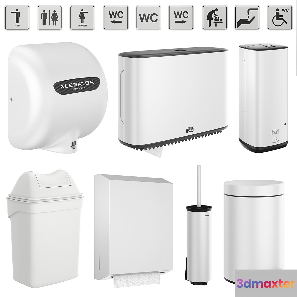 Accessories for public toilets white set 153 part 5 3D Max