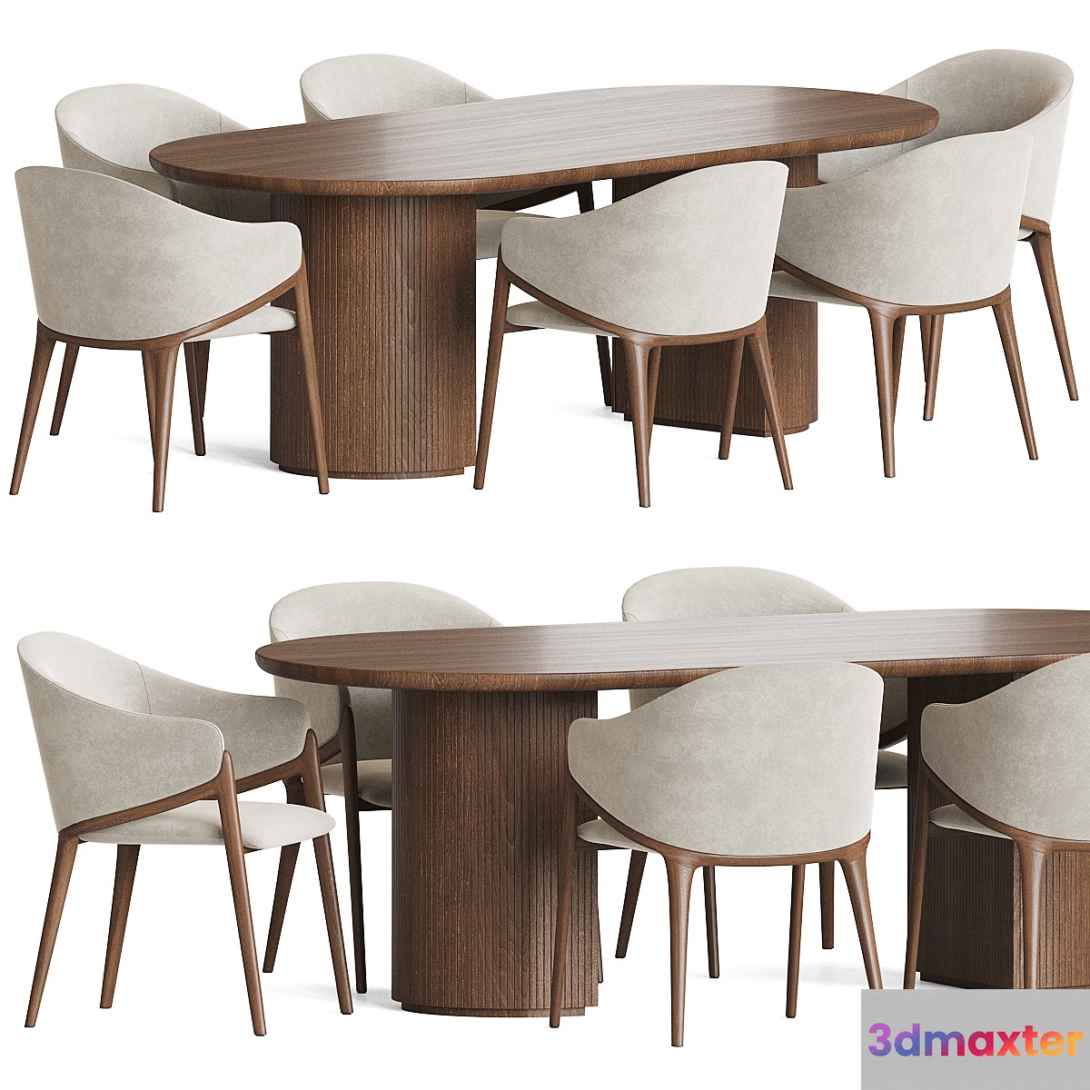Angelcerda Chair Moon Table Dining Set