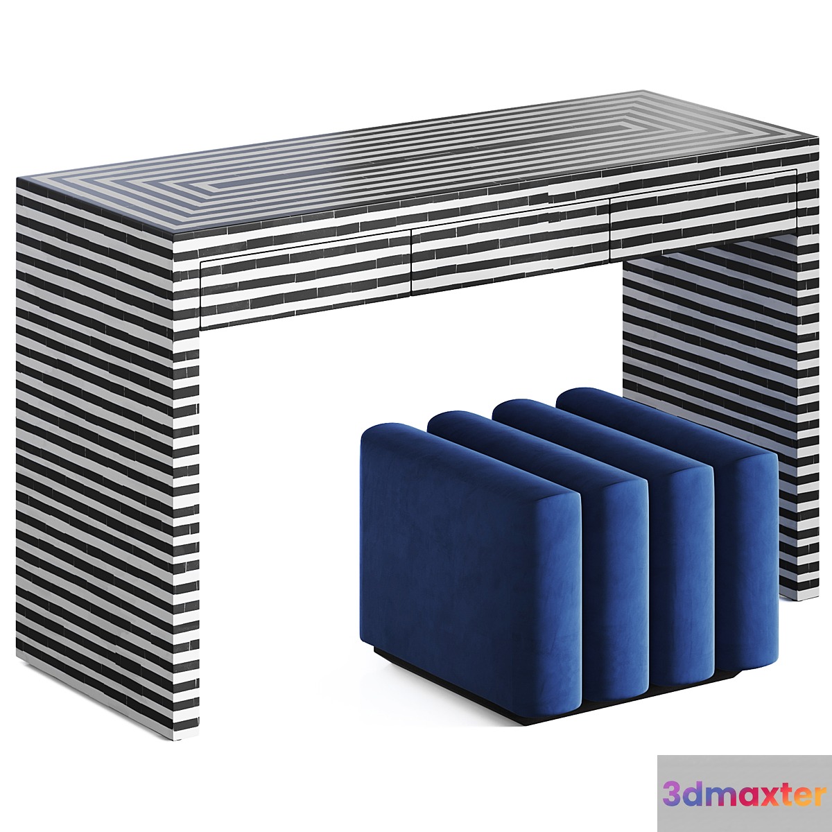 Black&white Indian Bone Inlay table by Loft concept - No.2