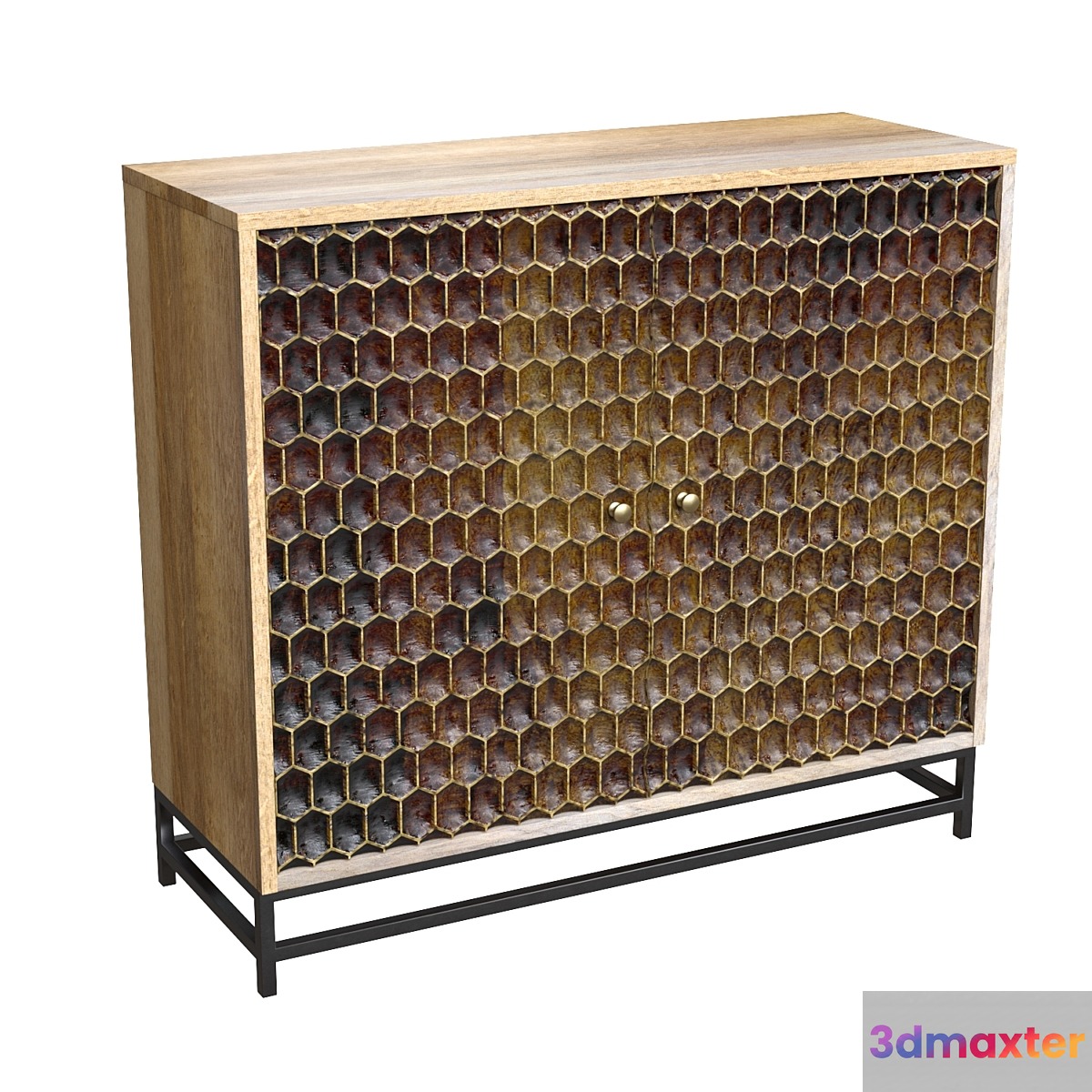 Azar 29'' Tall Solid Wood 2 - Door Accent Cabinet 3D Max
