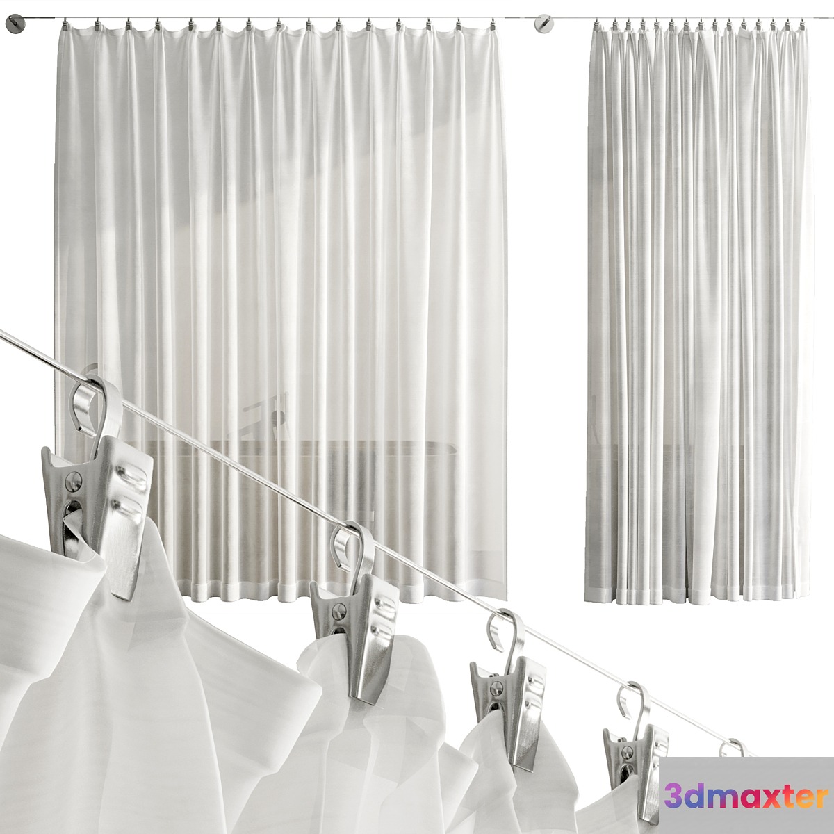 Bathroom Curtains pinned by clamp
