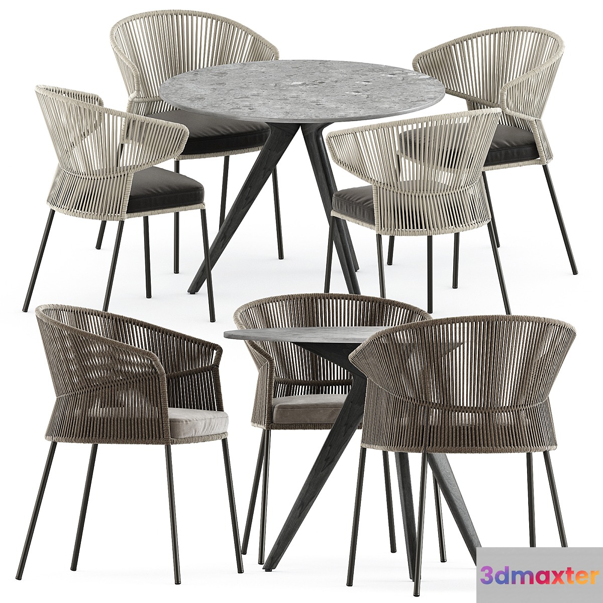 Ola 923 P-IMP and Ola 923_P chairs by Potocco and Teak nero table CF 100 by manutti