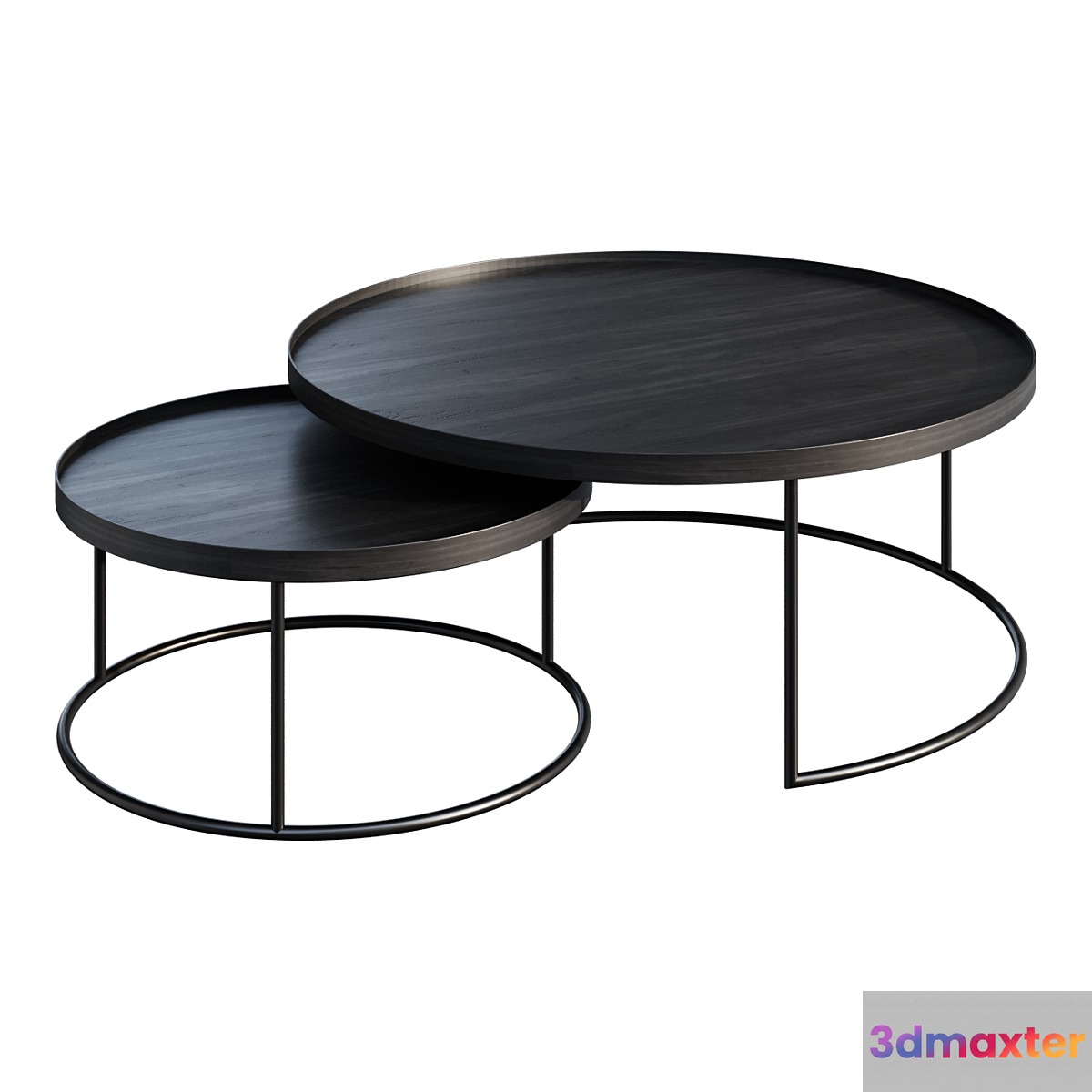 Coffee table ETHNICRAFT ROUND TRAY TABLE SET VAN 2 coffee table