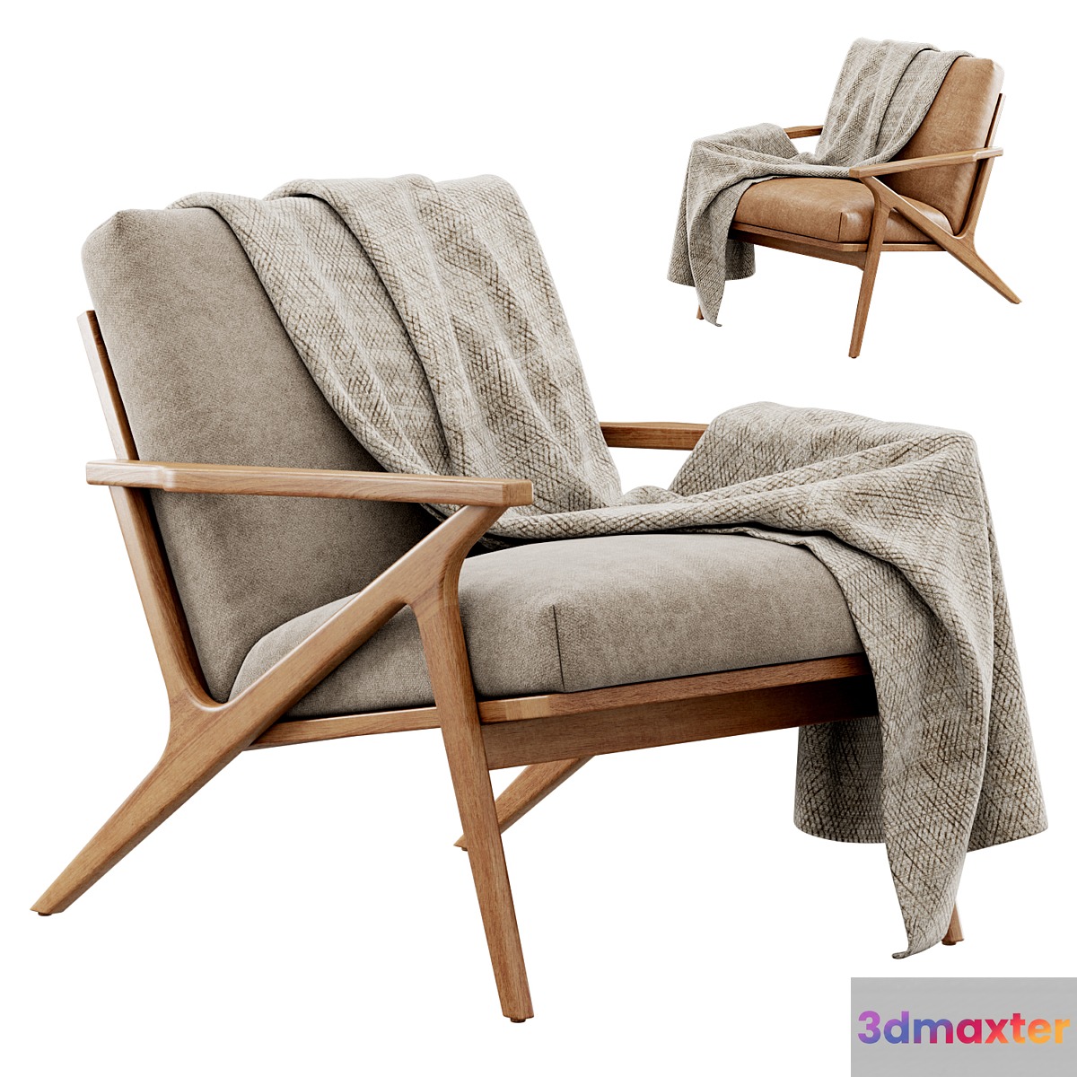 Cavett Wood Frame Armchair by Crate & Barrel 3D Max