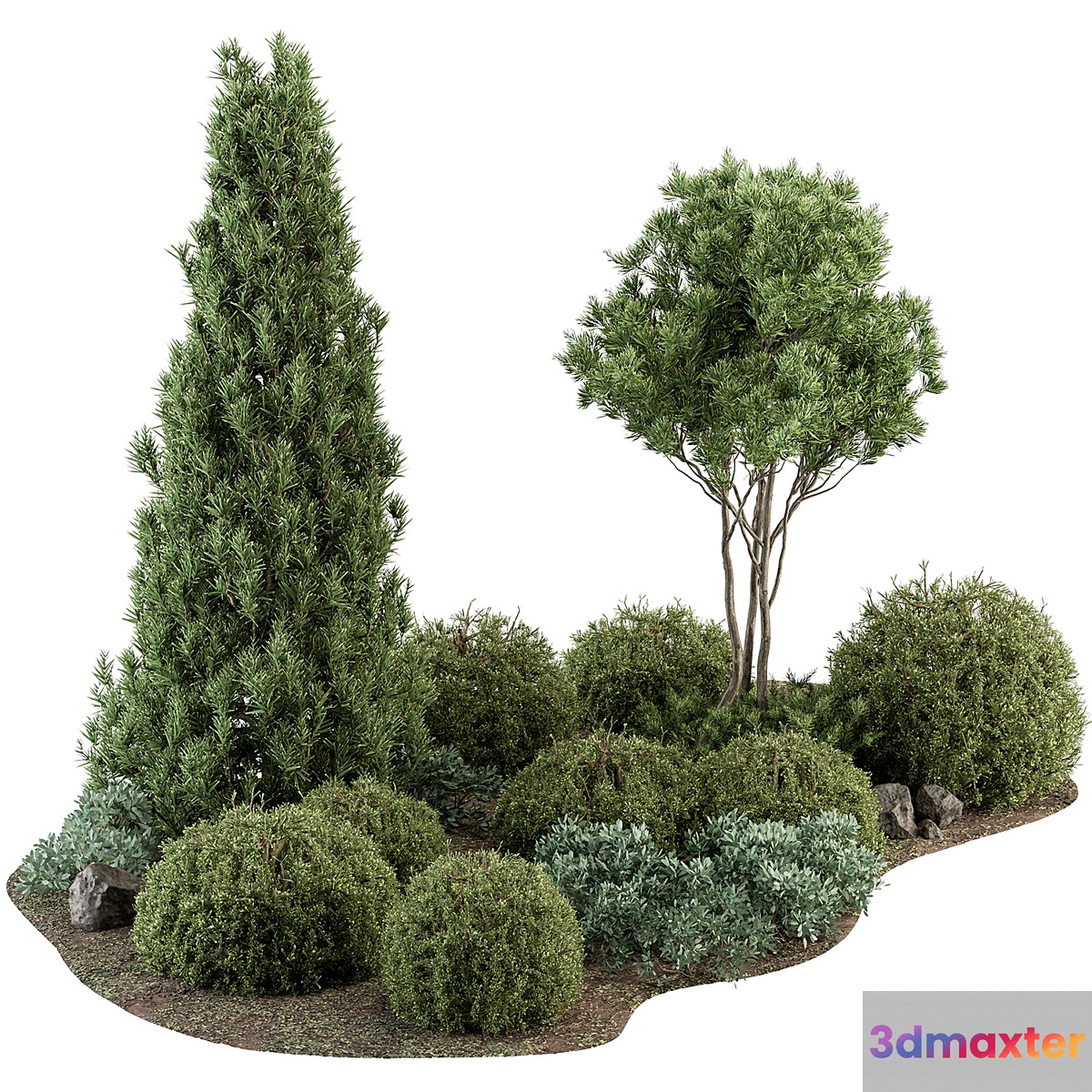 Garden Set Topiary and pine Plants - Outdoor Plants Set 410 - No.3 3D Max