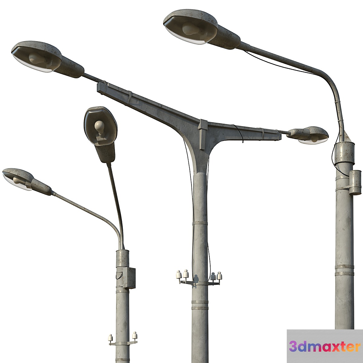 Lamppost (set of 3 poles) 3D Max